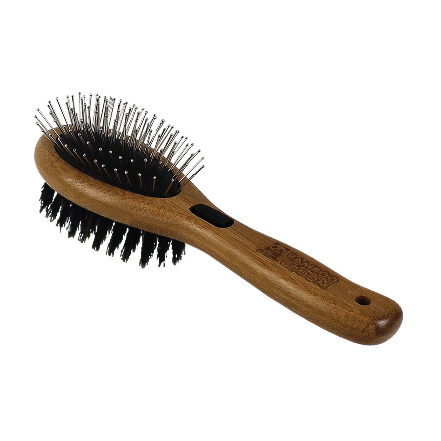 Bamboo Groom Combo Brush with Bristles & Stainless Steel Pins - Small/Medium
