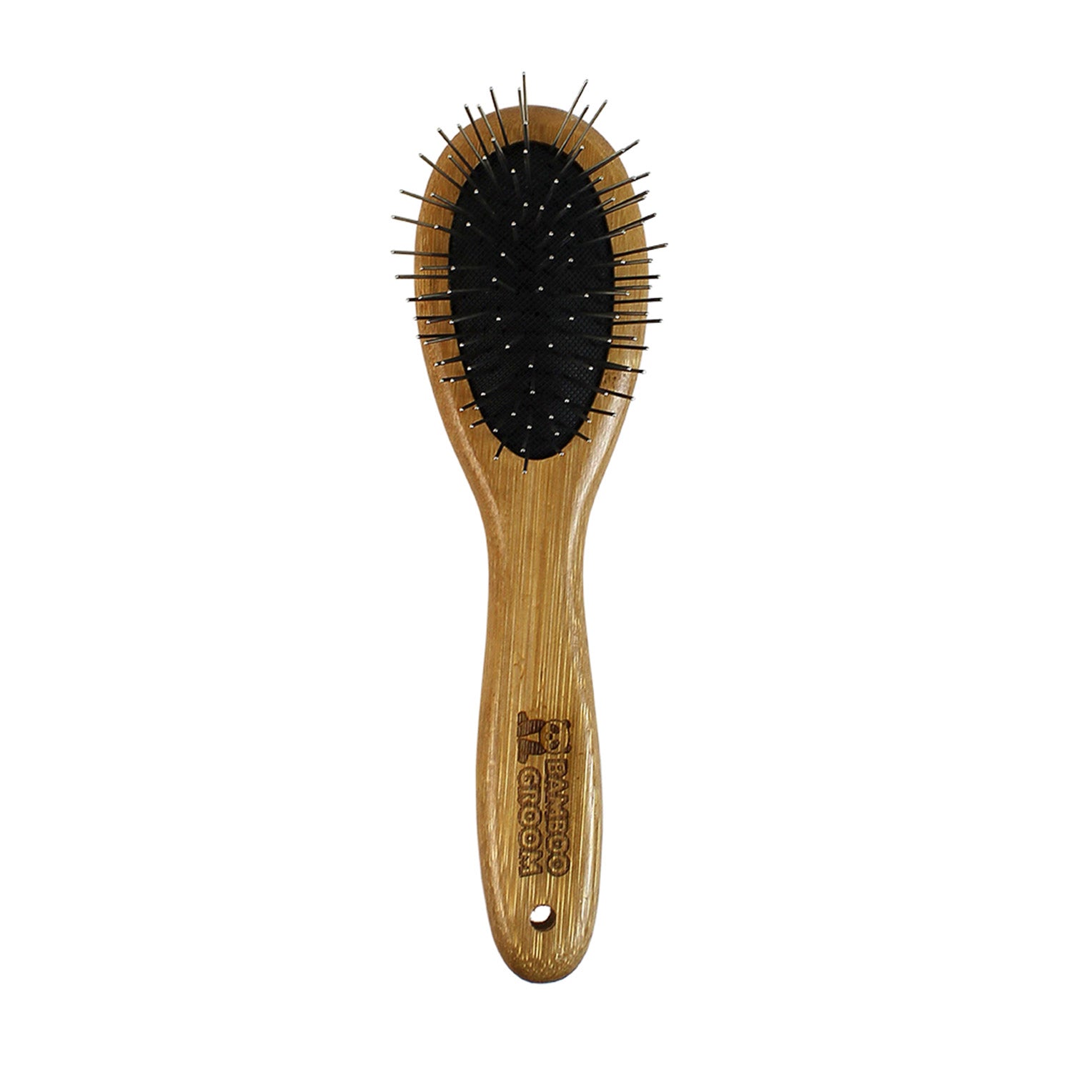 Bamboo Groom Oval Pin Brush with Stainless Steel Pins - Small/Medium