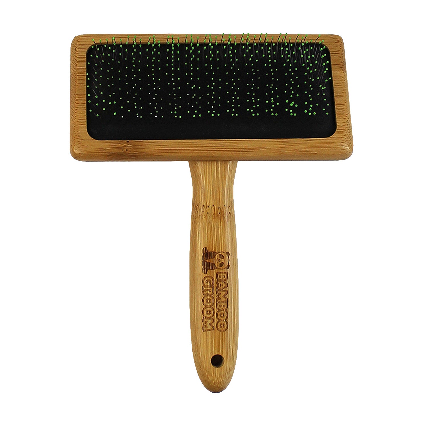 Bamboo Groom Slicker Brush with Stainless Steel Pins - L