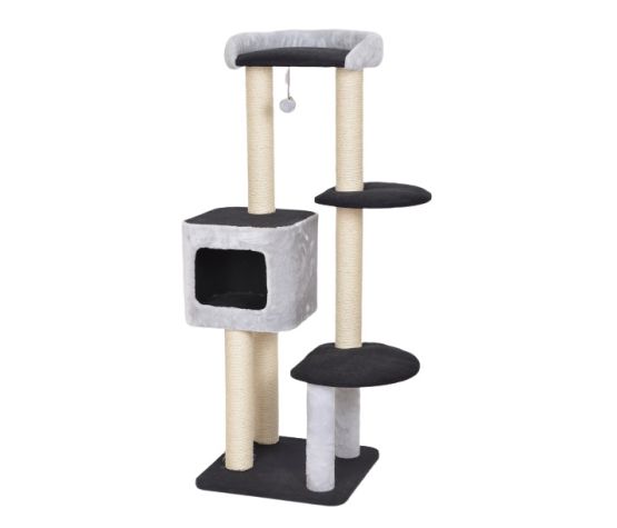 Bud'z Cat Tree Cavell 4 Levels With Deluxe Condo, Grey (50x50x139.5cm)