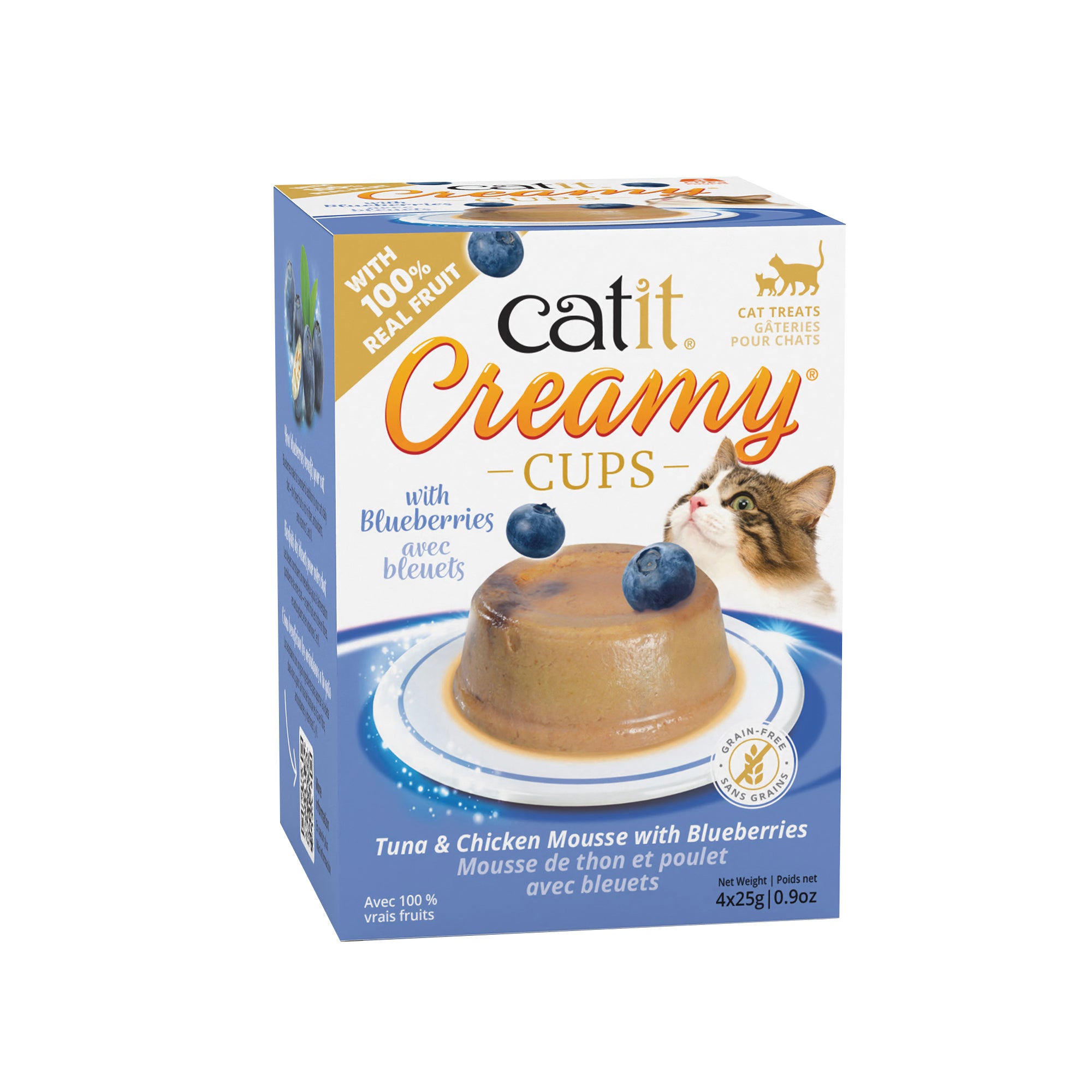 Catit Creamy Cups - Tuna & Chicken Mousse with Blueberry - 4 x 25g