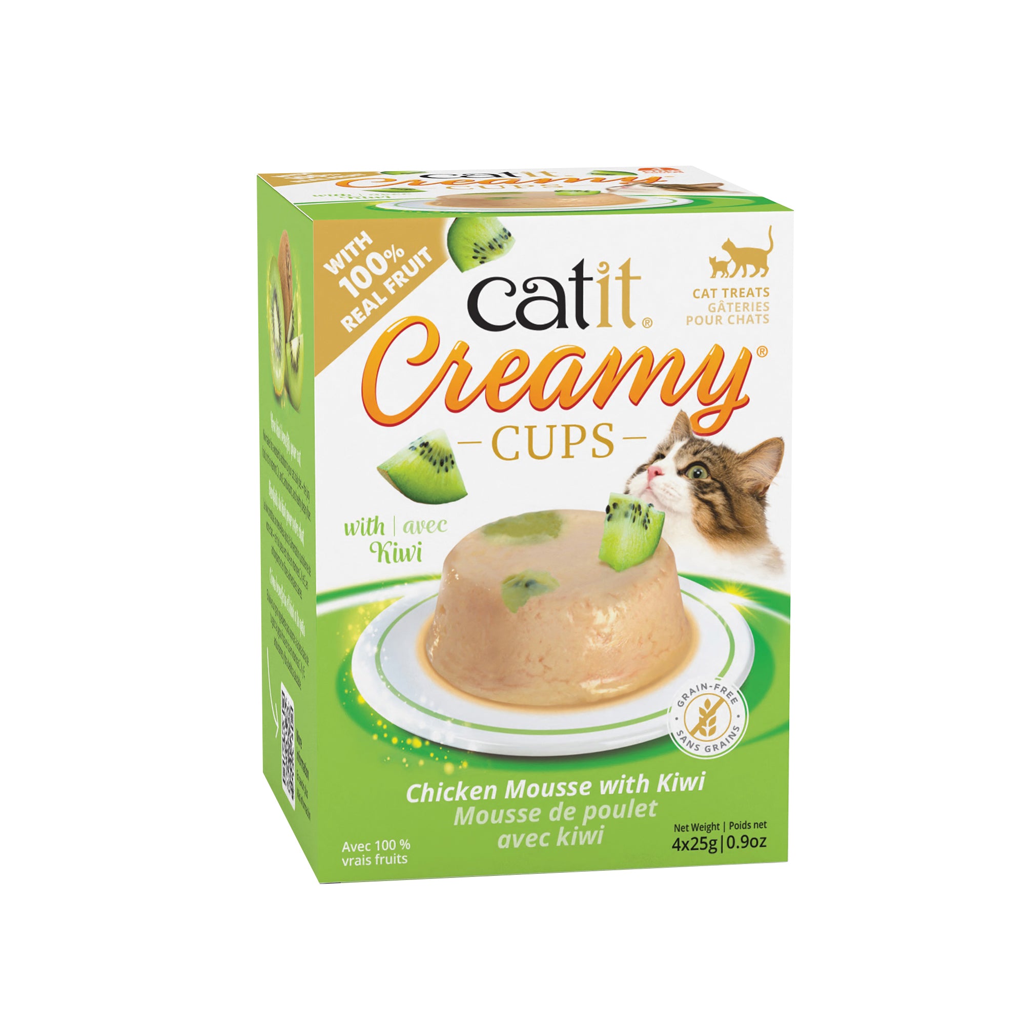 Catit Creamy Cups - Chicken Mousse with Kiwi - 4 x 25g