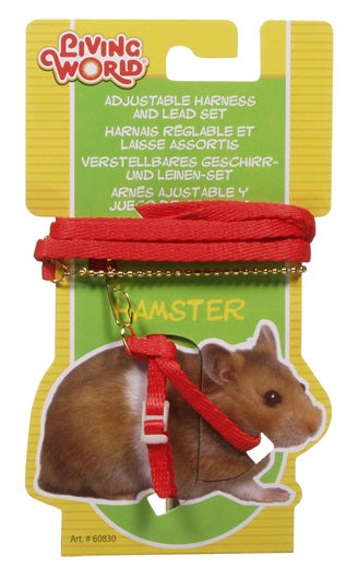 Ensemble laisse et harnais réglable Living World pour hamsters, rouge, laisse de 75 cm (30 po)