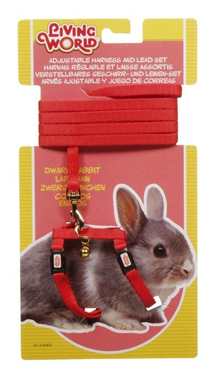 Living World Adjustable Harness and Lead Set For Dwarf Rabbits - 1.2 m (4 ft)
