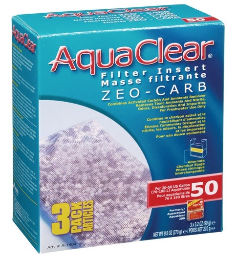 Masses filtrantes Zeo-Carb pour filtre AquaClear 50/200, 270 g (9,5 oz), paquet de 3