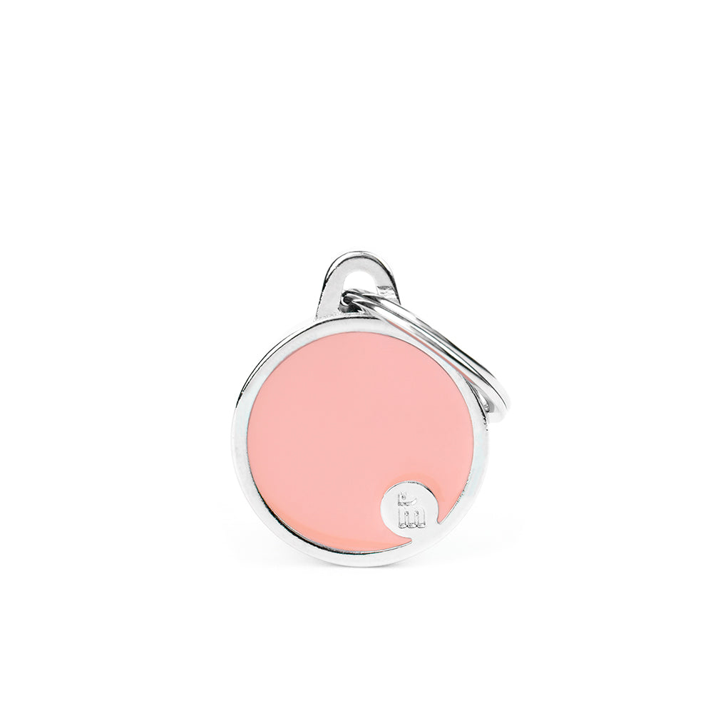 ID Tag Pink Handmade Round Small ( inscription on 1 side only )