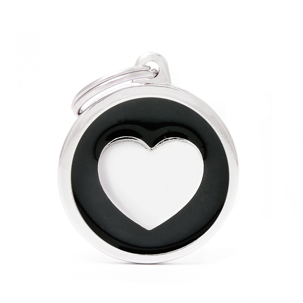 ID Tag Black Heart (inscription on 1 side only)