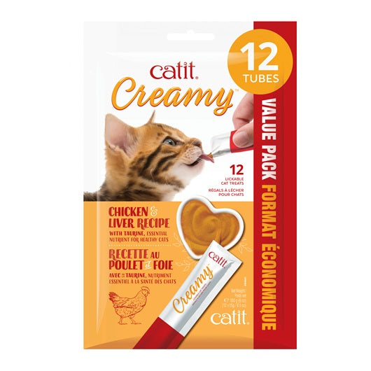 Catit Creamy Lickable Cat Treat - Chicken & Liver Flavour - 12 pack