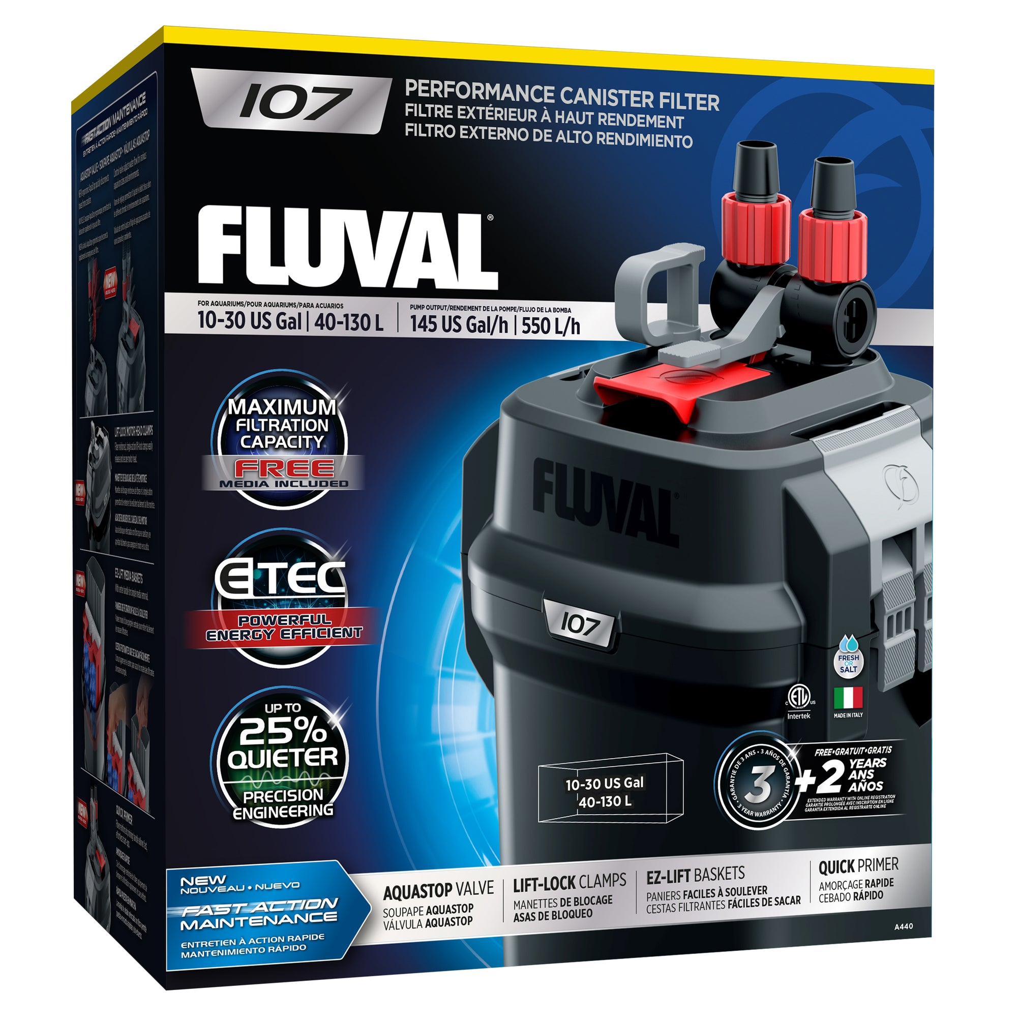 Fluval 107 Performance Canister Filter,  (30 US gal)