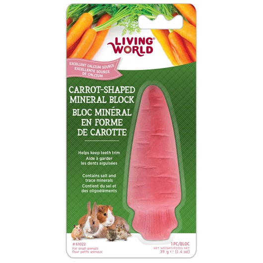 Bloc minéral Living World en forme de carotte pour petits animaux, 39 g (1,4 oz)
