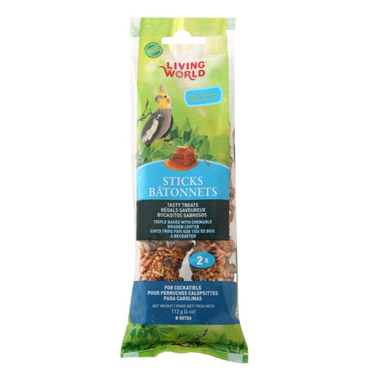 Living World Cockatiel Sticks - Honey Flavour - 110 g (4 oz), 2-pack