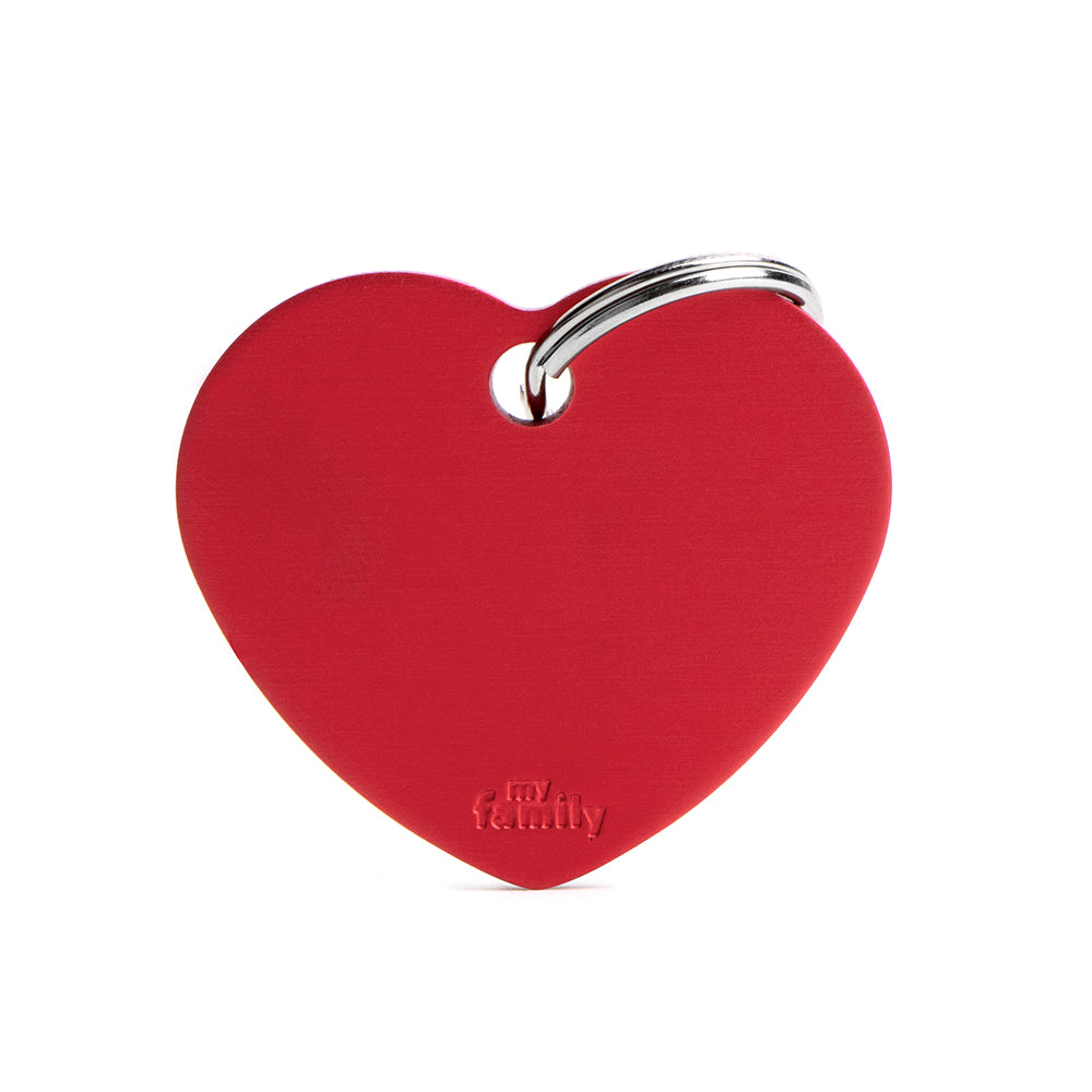 ID Tag Red Aluminum Heart Large (inscription on 2 sides)