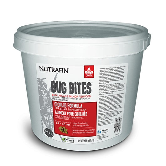 Nutrafin Bug Bites Cichlid Formula – Medium to Large Fish - 1.4-2.0 mm granules – 1.7 kg (3.7 lbs)