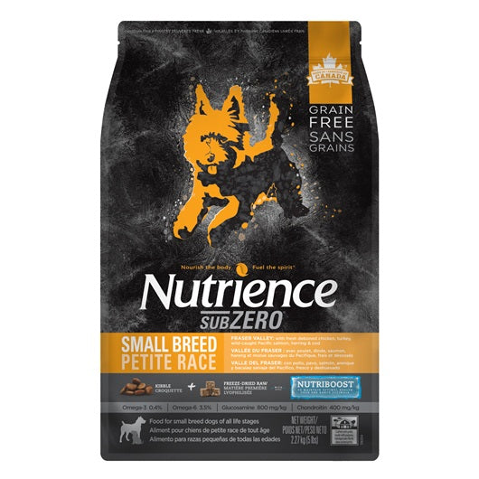 Aliment Nutrience SubZero Sans grains pour chiens de petite race, Vallée du Fraser