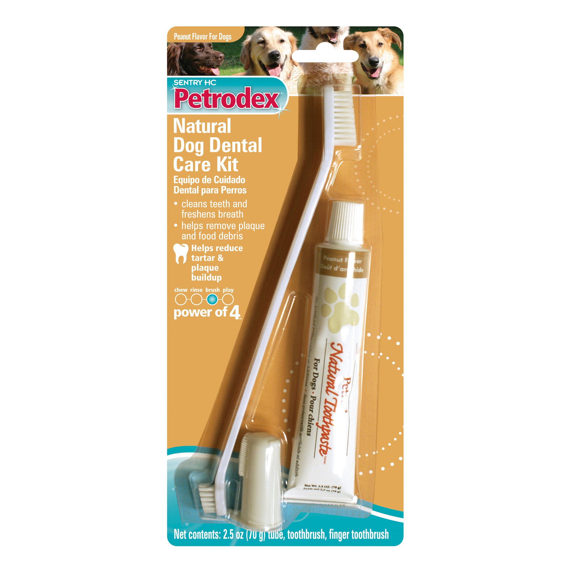 Trousse de soins dentaires naturels Petrodex Sergeant’s pour chiens 2.5oz(Goût d'arachide)