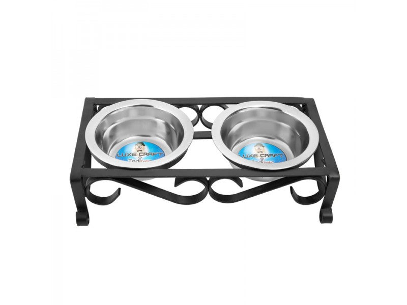 Large bowls for dogs Raised Wrought Iron Diner in Black 64oz