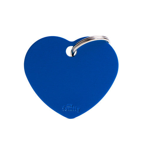 ID Tag Blue Aluminum Heart Large (inscription on both sides)