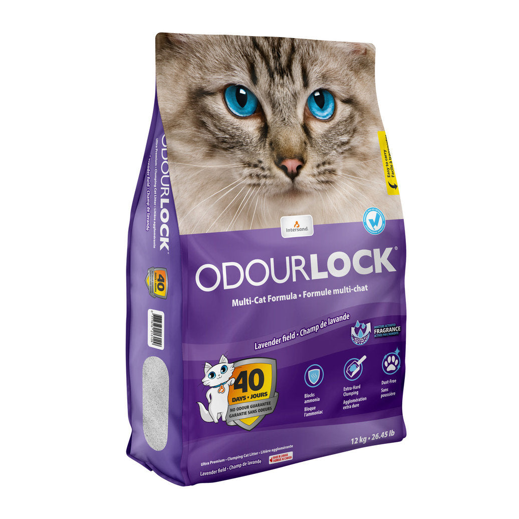 Intersand Odourlock Litière Agglomérante Lavande 12 Kg - La niche&amp;moi