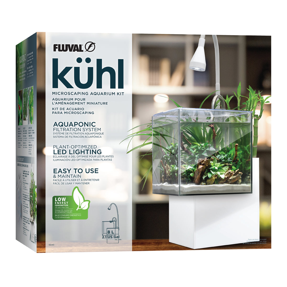 Aquarium équipé Kühl Fluval pour l’aménagement miniature, 8 L (2,1 gal US), blanc - La niche&amp;moi