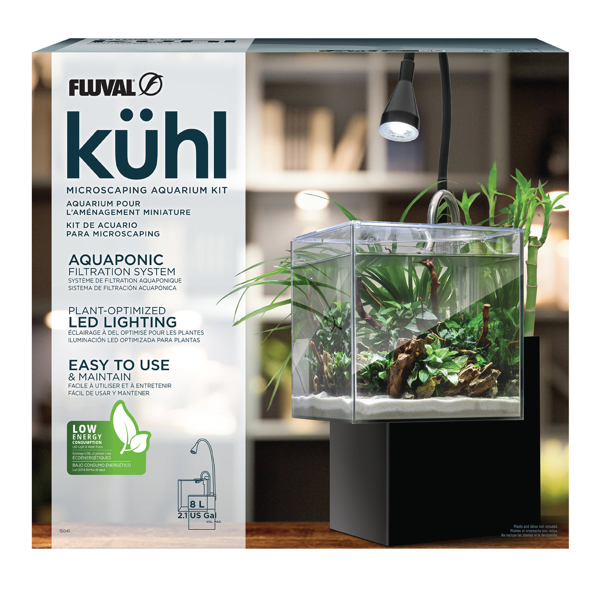 Aquarium équipé Kühl Fluval pour l’aménagement miniature, 8 L (2,1 gal US), noir - La niche&amp;moi