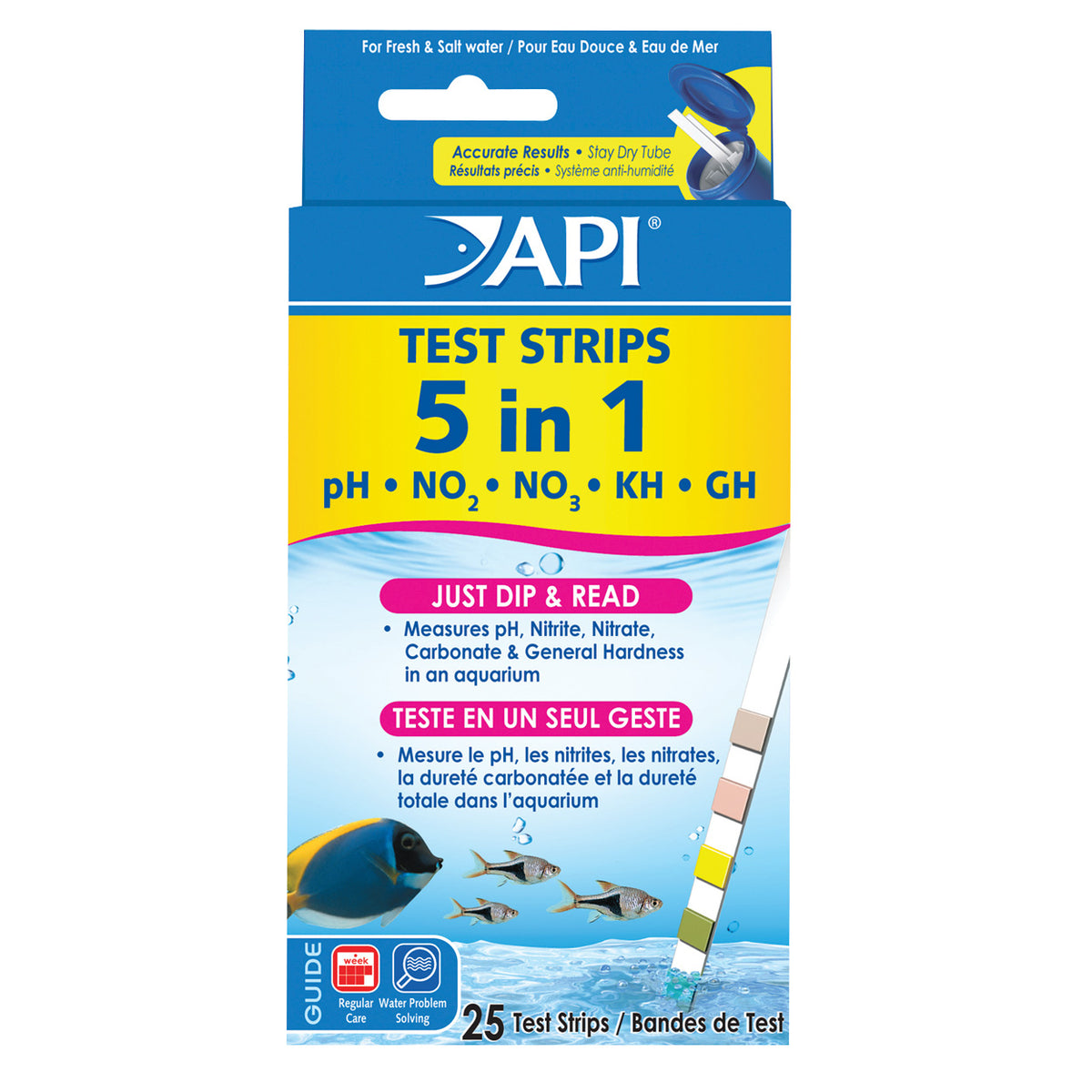 API Bandelettes de test pour aquarium 5 en 1 - 25 pk
