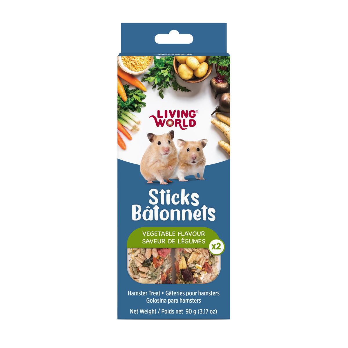 Bâtonnets Living World pour hamsters, saveur de légumes, paquet de 2, 90 g (3,17 oz) - La niche&amp;moi