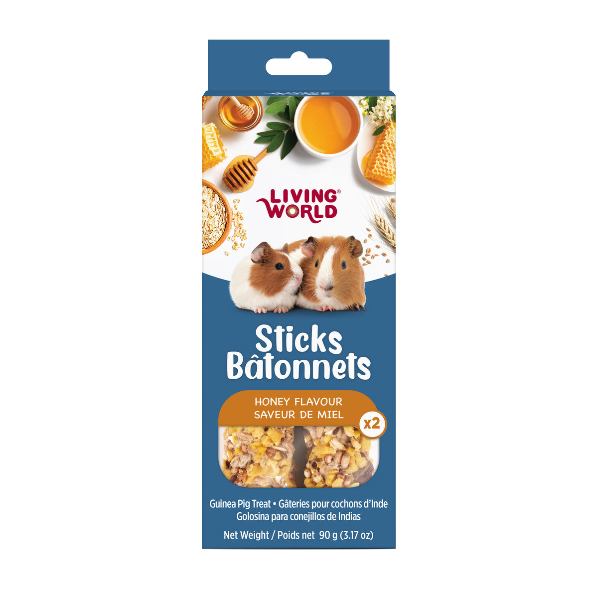 Bâtonnets Living World pour cochons d’Inde, saveur de miel, paquet de 2, 90 g (3,17 oz) - La niche&amp;moi