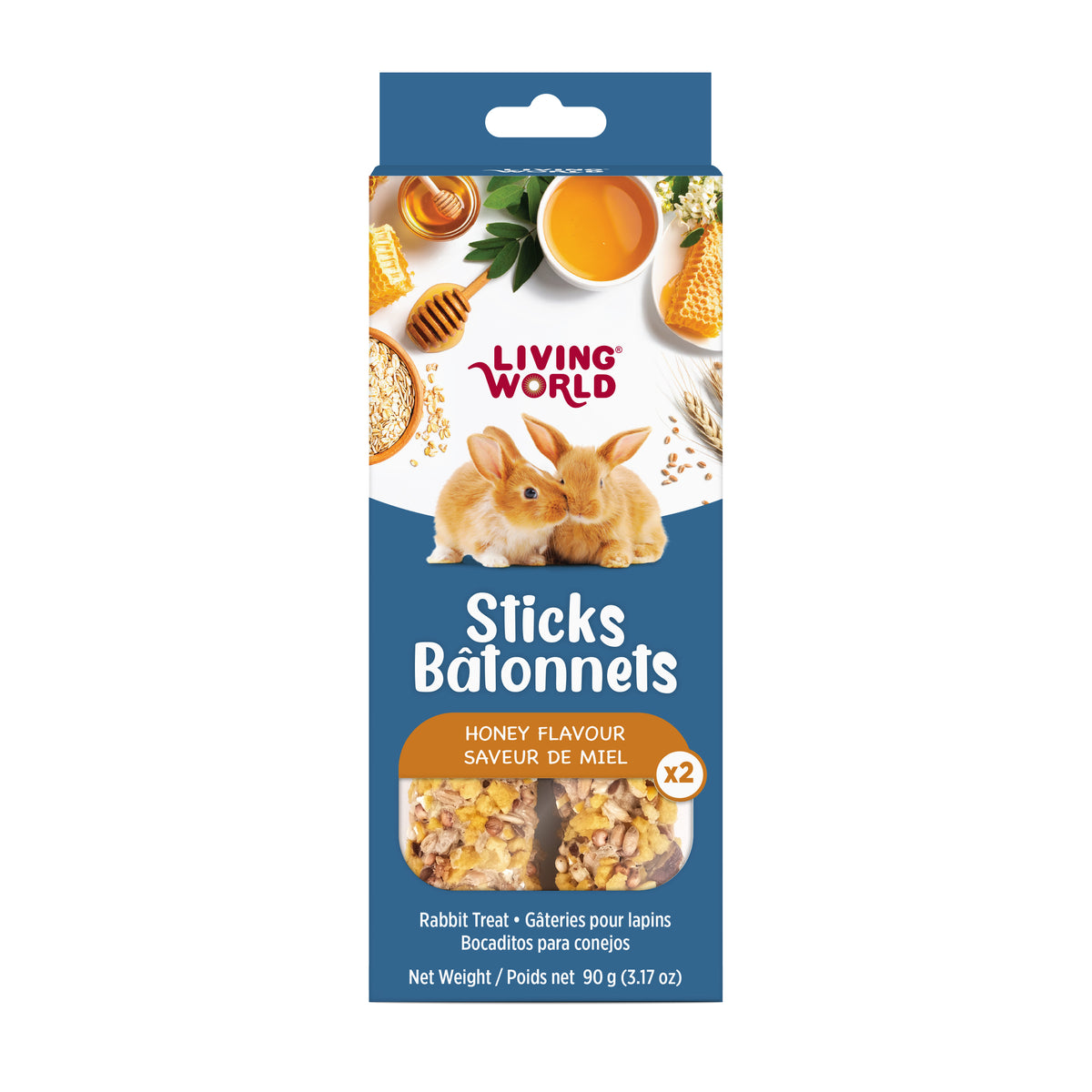 Bâtonnets Living World pour lapins, saveur de miel, paquet de 2, 90 g (3,17 oz) - La niche&amp;moi