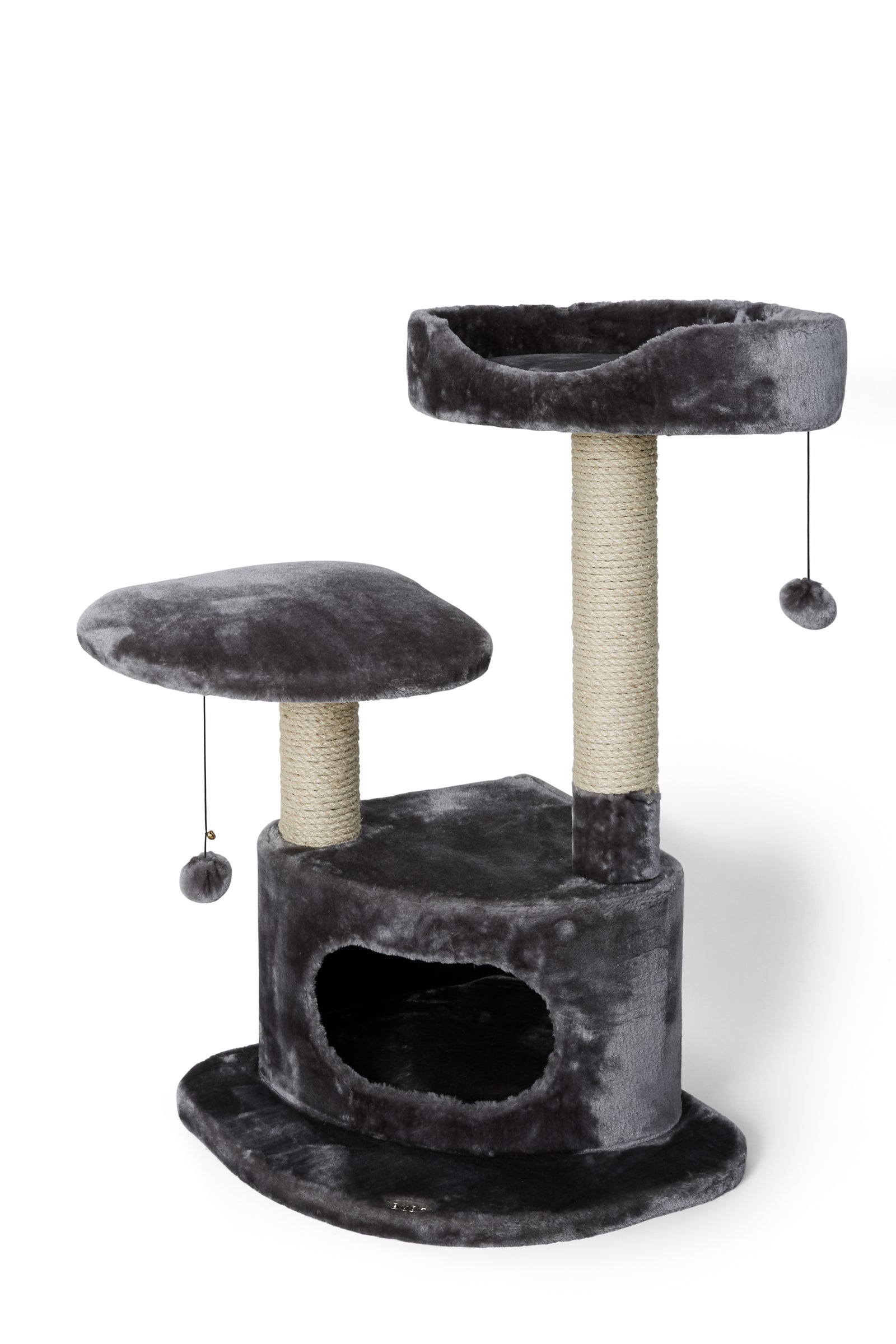 Bud'z Arbre à Chat Condo 3 Niveaux/cachette/2 Perchoirs Gris (50x50x89.5cm) - La niche&moi