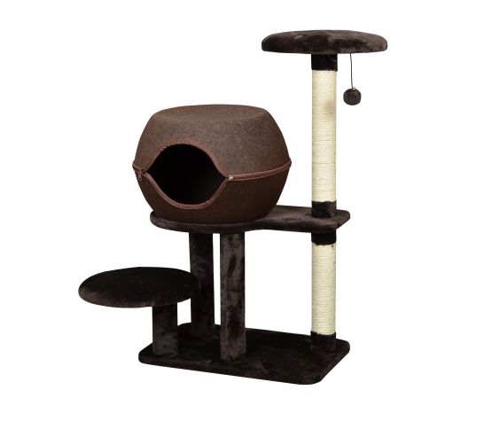 Bud&#39;z Arbre à Chat 3 Niveaux Avec Cachette (58x38x96cm) Brun - La niche&amp;moi