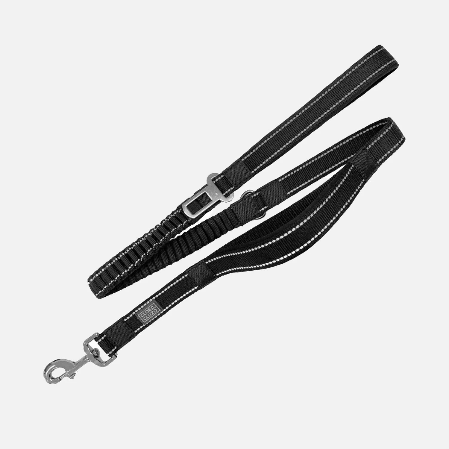 Laisse élastique à double poignée avec attache de ceinture de sécurité - La niche&moi