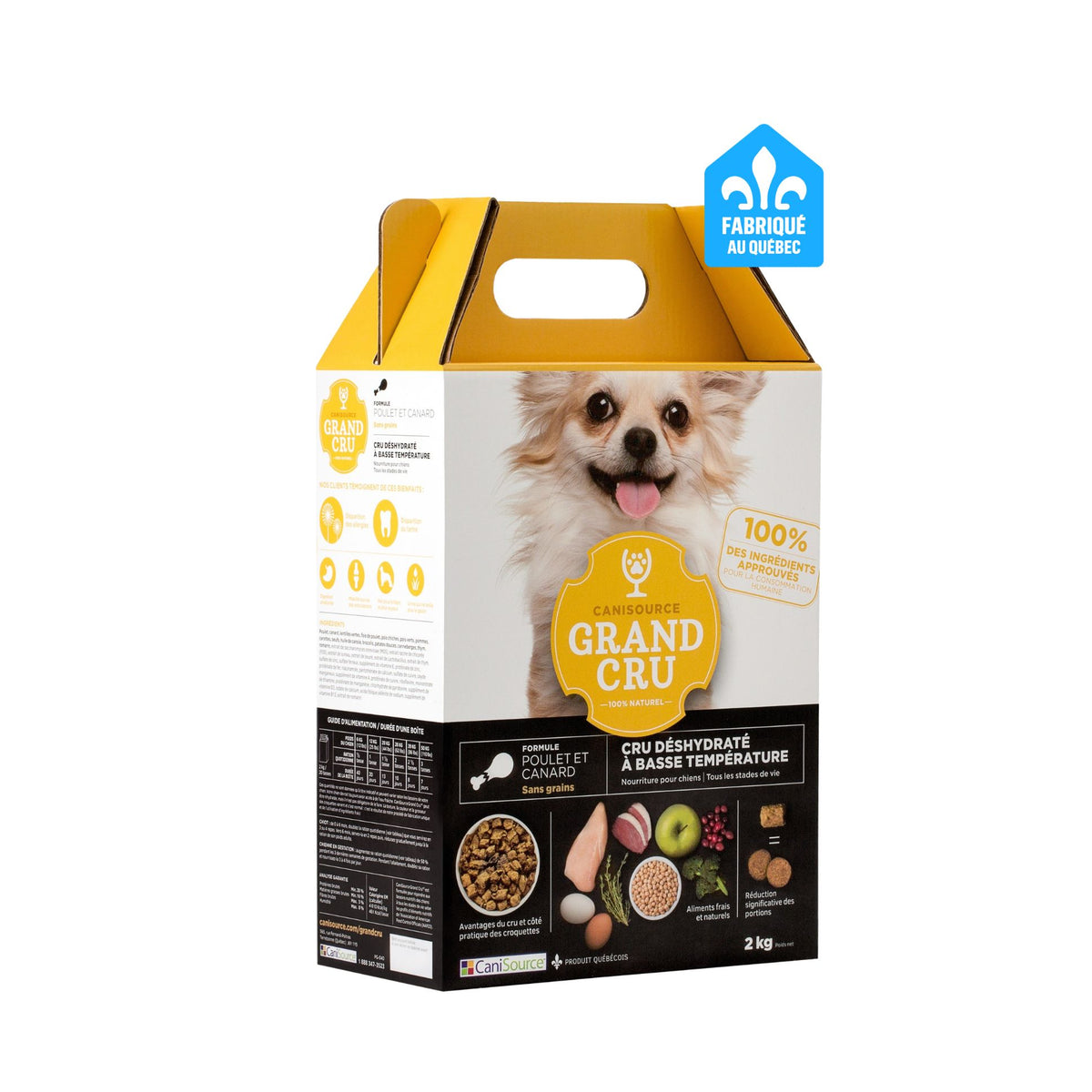 Canisource Grand Cru Nourriture Pour Chien, Sans Grains - Poulet &amp; Canard 2 Kg - La niche&amp;moi