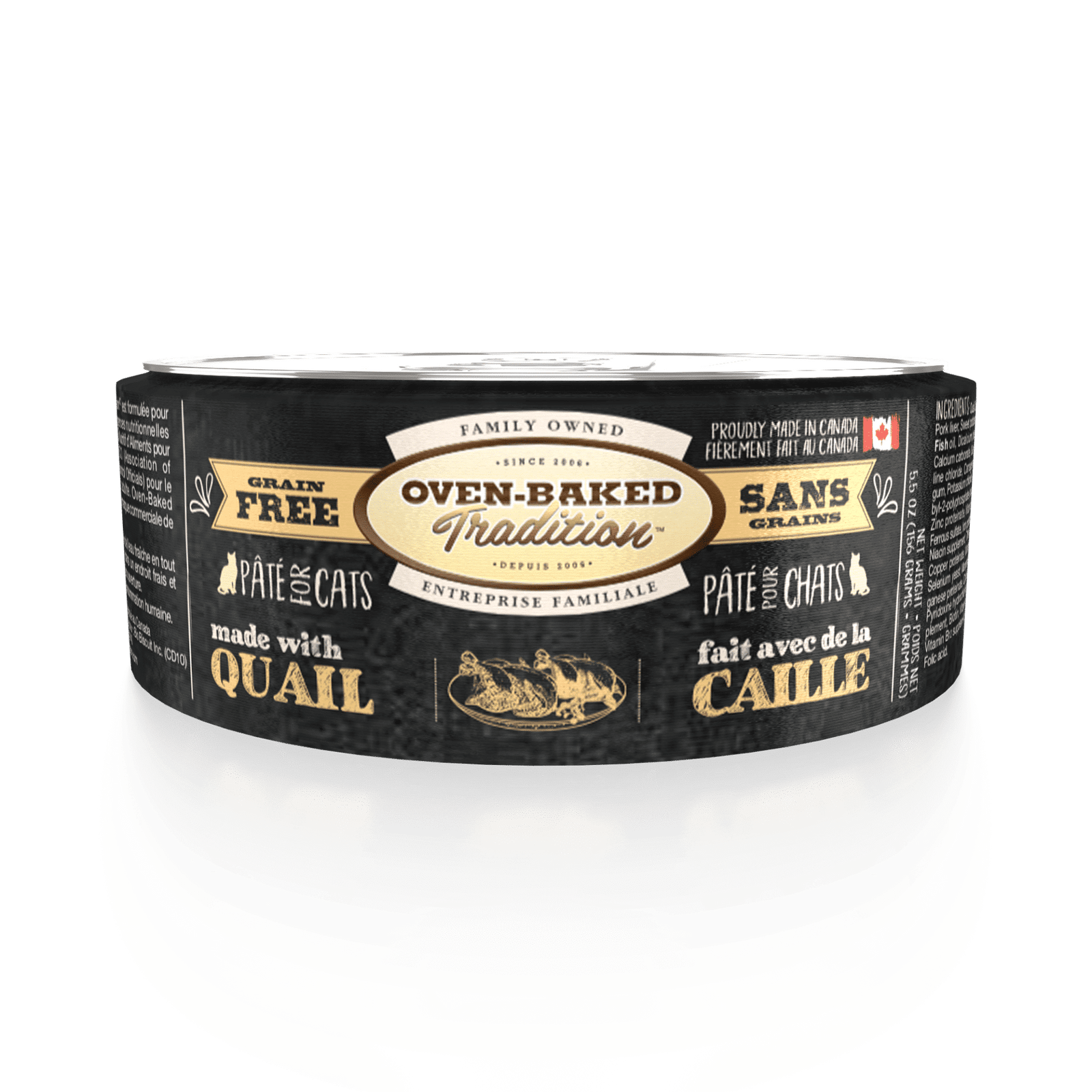 Pâté Sans Grains Oven-Baked Tradition pour Chats - Caille 5.5 oz - La niche&moi