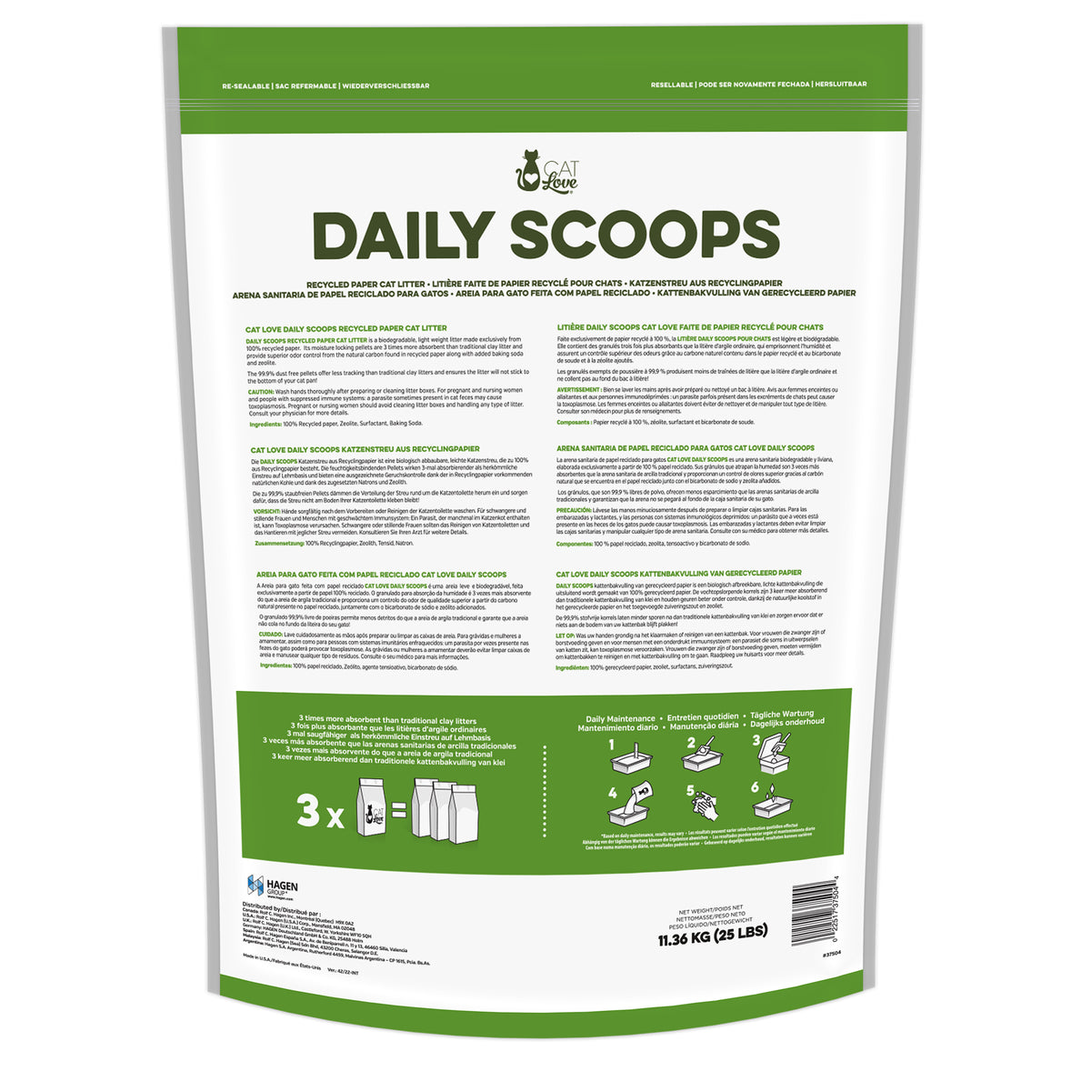 Litière pour chats Daily Scoops Cat Love faite de papier recyclé, sac de 11,36 kg (25 lb) - La niche&amp;moi