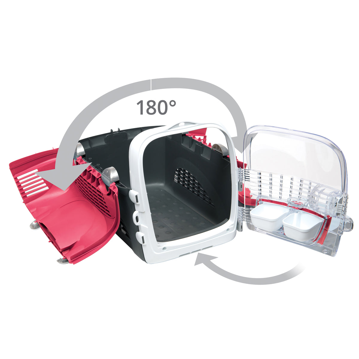 Cage de transport multifonctionnelle Cabrio Catit, rouge cerise - L. 51 x l. 33 x H. 35 cm (20 x 13 x 13,75 po) - La niche&amp;moi