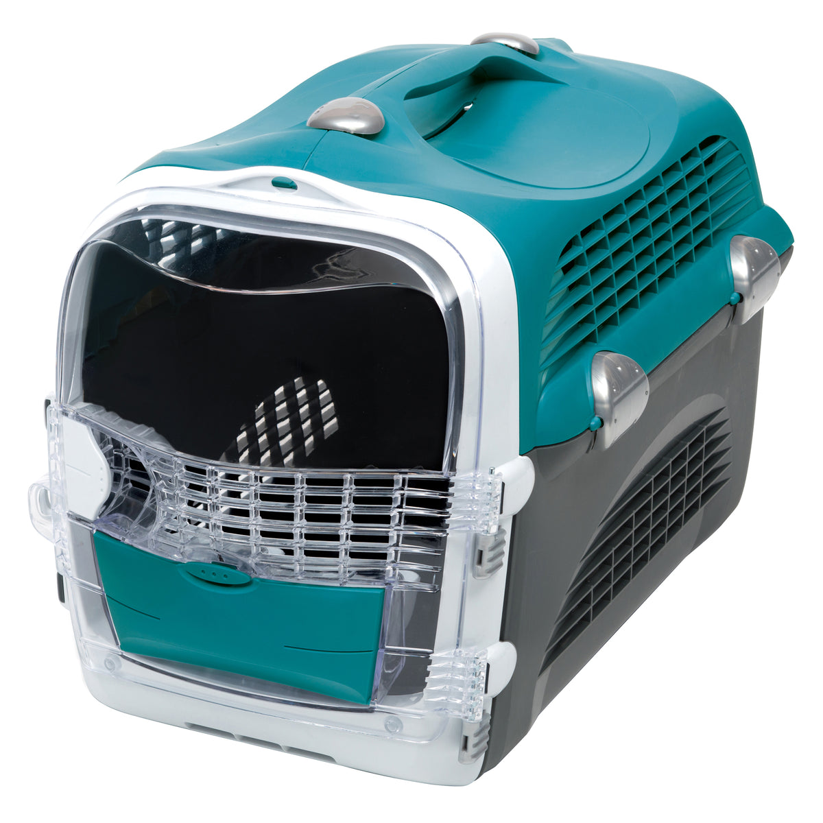 Cage de transport multifonctionnelle Cabrio Catit, turquoise - L. 51 x l. 33 x H. 35 cm (20 x 13 x 13,75 po) - La niche&amp;moi