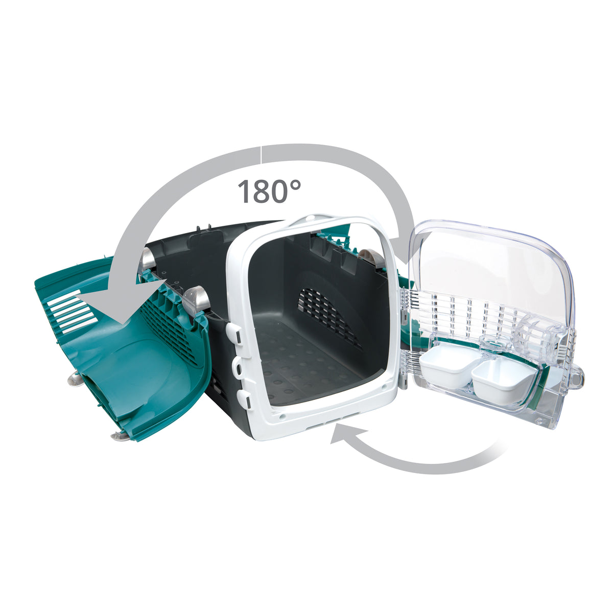 Cage de transport multifonctionnelle Cabrio Catit, turquoise - L. 51 x l. 33 x H. 35 cm (20 x 13 x 13,75 po) - La niche&amp;moi