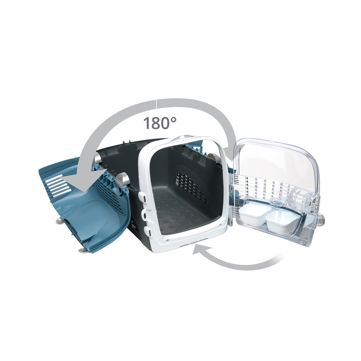 Cage de transport multifonctionnelle Cabrio Catit, bleu gris - L. 51 x l. 33 x H. 35 cm (20 x 13 x 13,75 po) - La niche&amp;moi