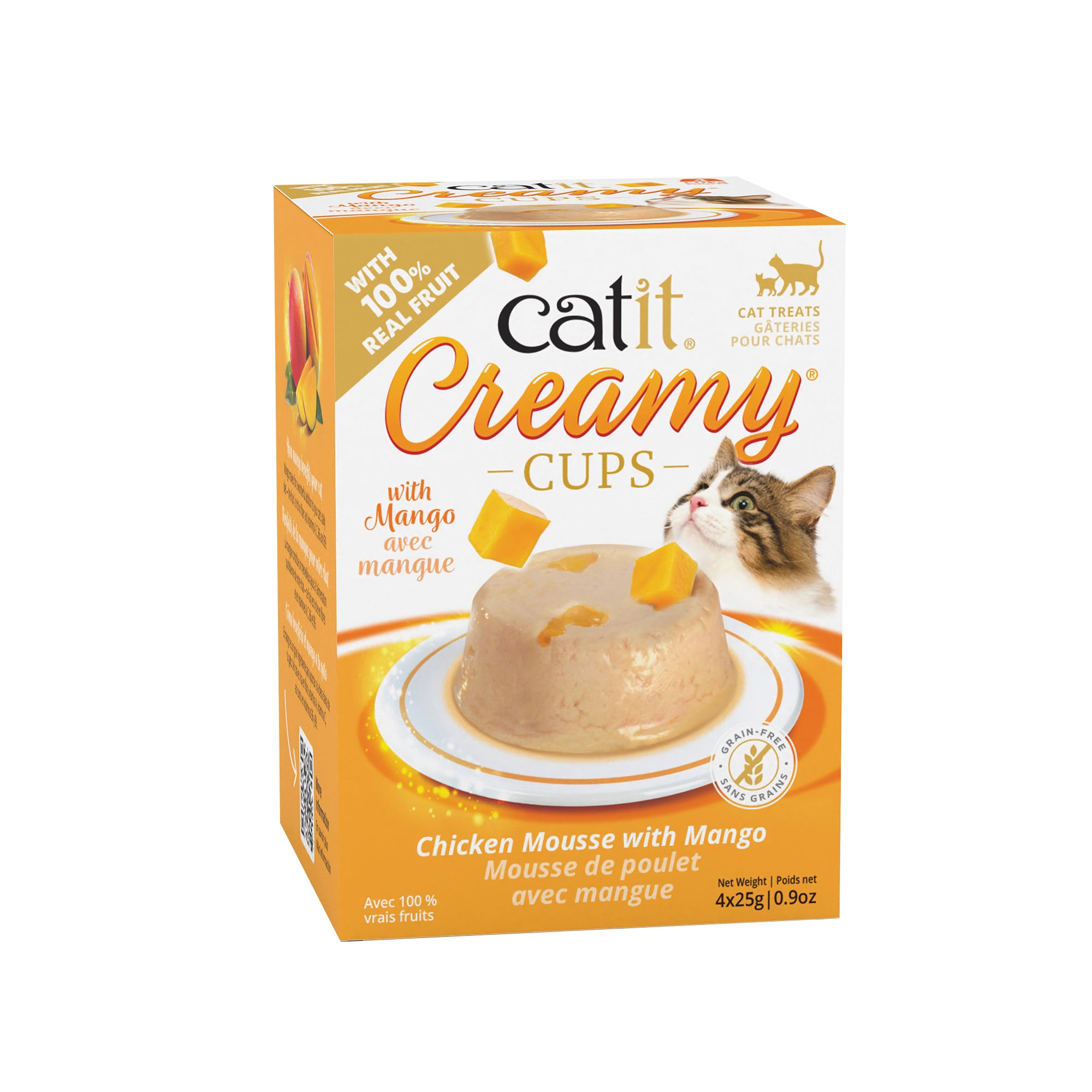 Mousse Catit Creamy Cups, Poulet avec mangue, 4 x 25 g