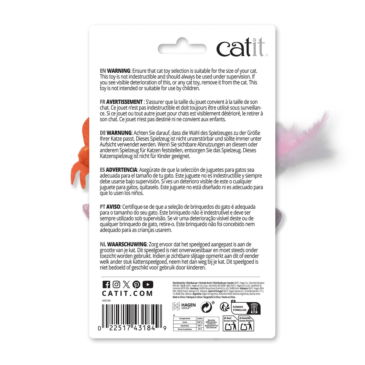 Jouet Catit pour chats, créatures de la mer, paquet de 6 - La niche&amp;moi