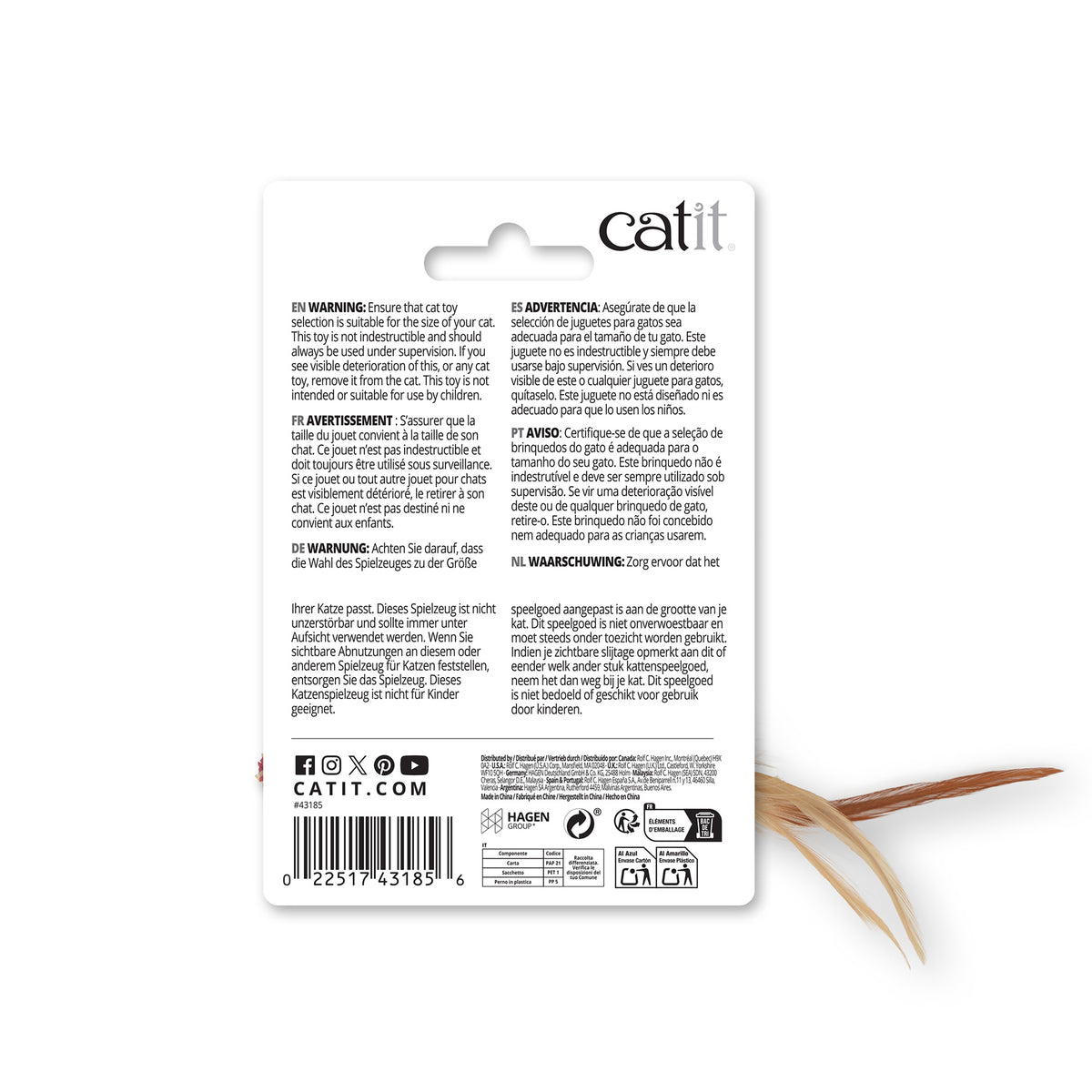 Jouet Catit pour chats, poisson tissé en paille et balle en ratine - La niche&amp;moi
