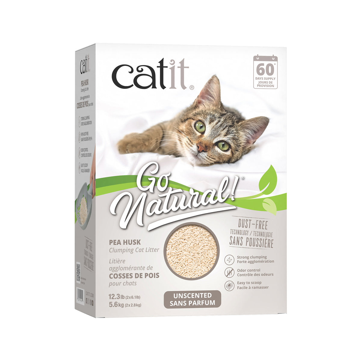 Litière Catit Go Natural de cosses de pois, sans parfum, boîte de 5,6 kg (12,3 lb) - La niche&amp;moi