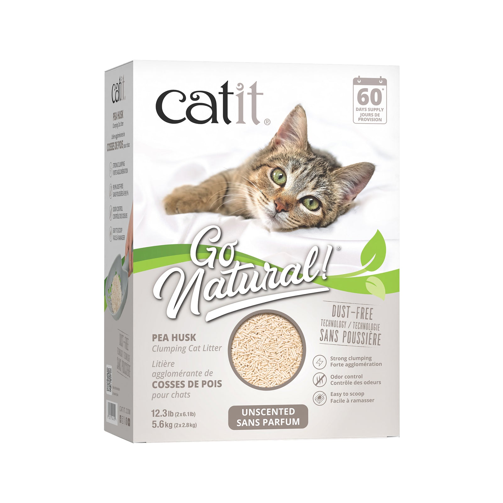 Litière Catit Go Natural de cosses de pois, sans parfum, boîte de 5,6 kg (12,3 lb) - La niche&moi