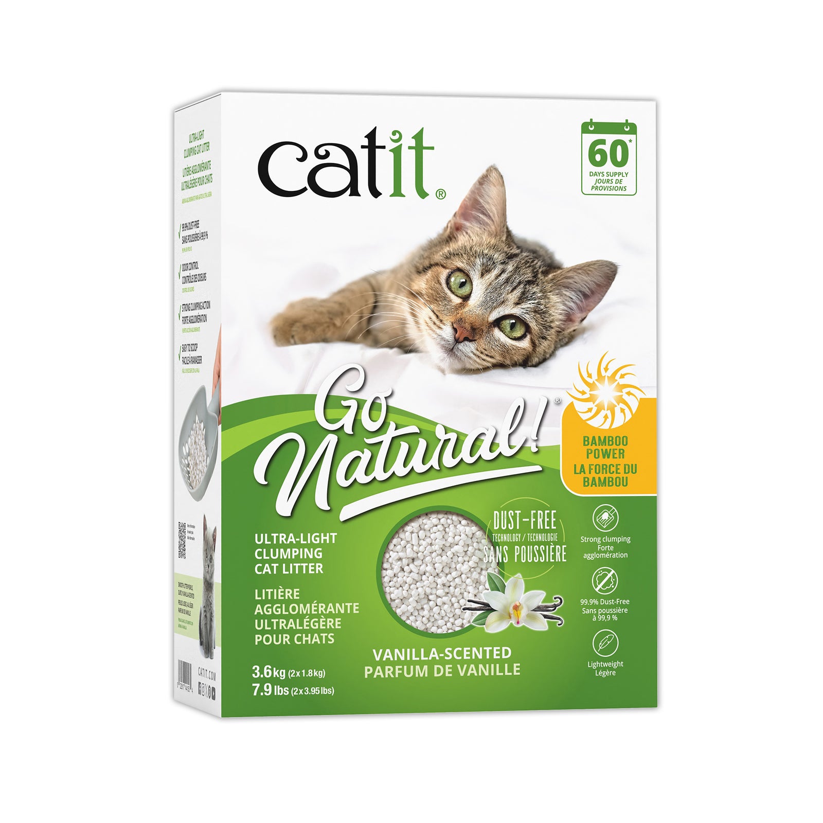 Litière agglomérante Catit Go Natural! ultralégère, vanille, 3,6 kg - La niche&moi