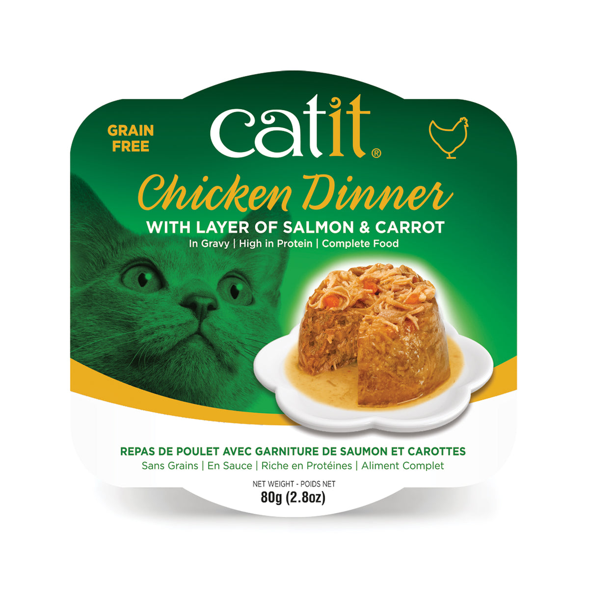 Repas de poulet Catit avec saumon et carottes, 80 g (2,8 oz) - La niche&amp;moi
