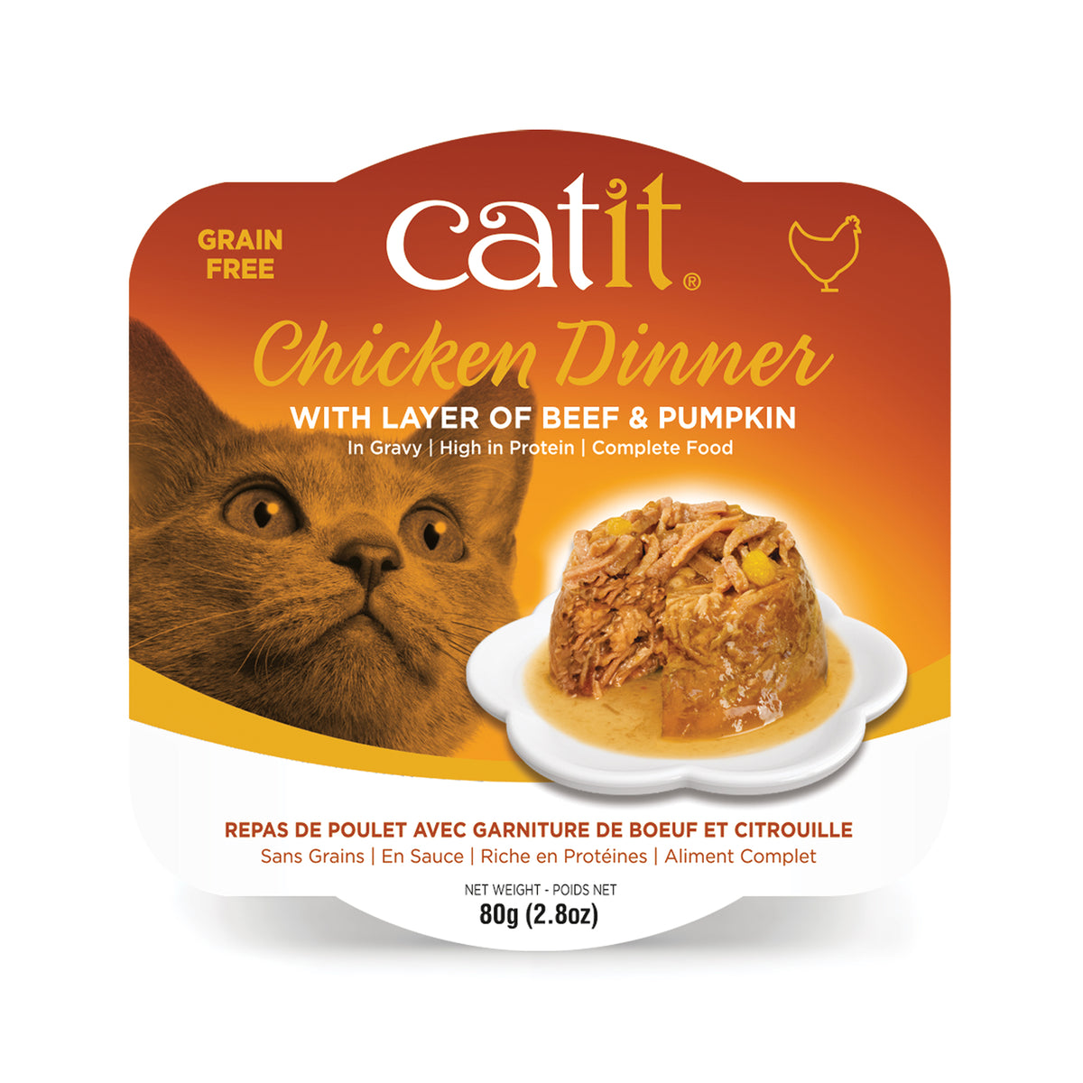 Repas de poulet Catit avec bœuf et citrouille, 80 g (2,8 oz) - La niche&amp;moi