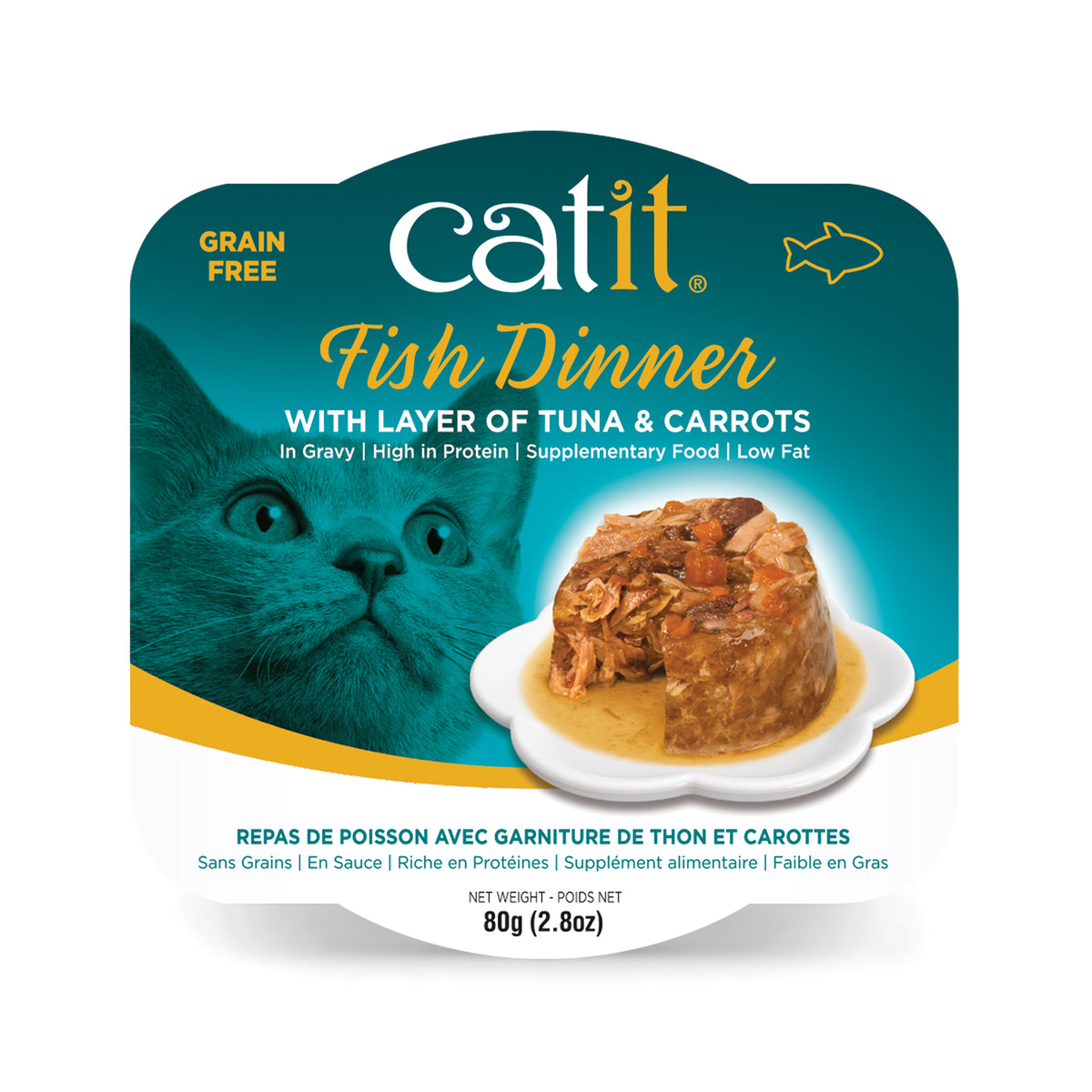Repas de poisson Catit avec thon et carottes, 80 g (2,8 oz) - La niche&amp;moi