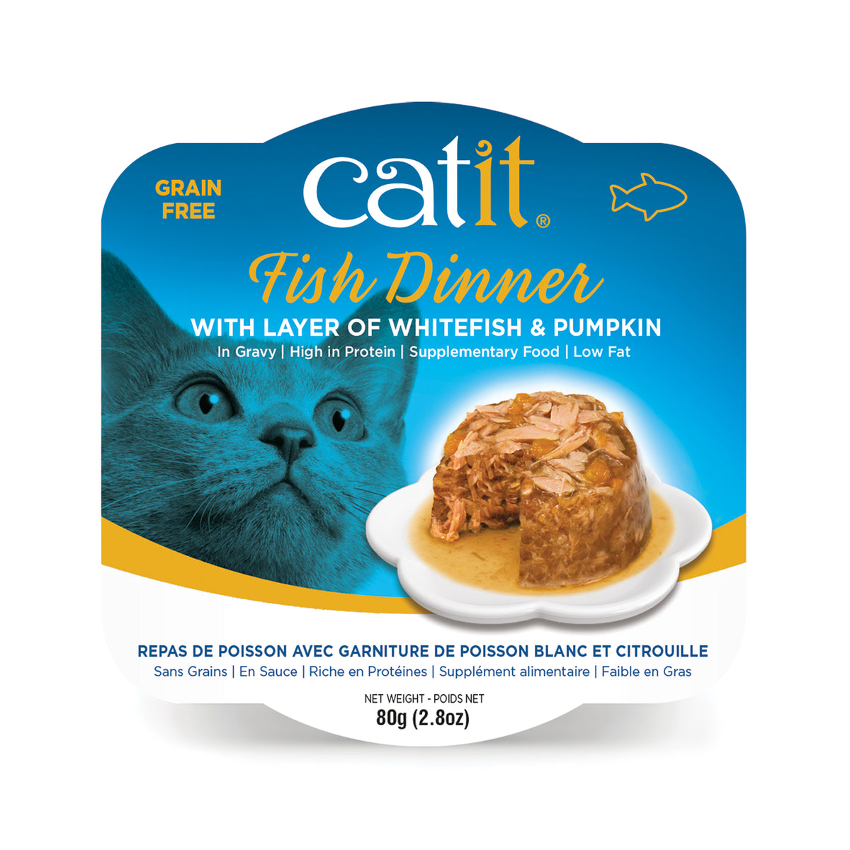 Repas de poisson Catit avec poisson blanc et citrouille, 80 g (2,8 oz) - La niche&amp;moi