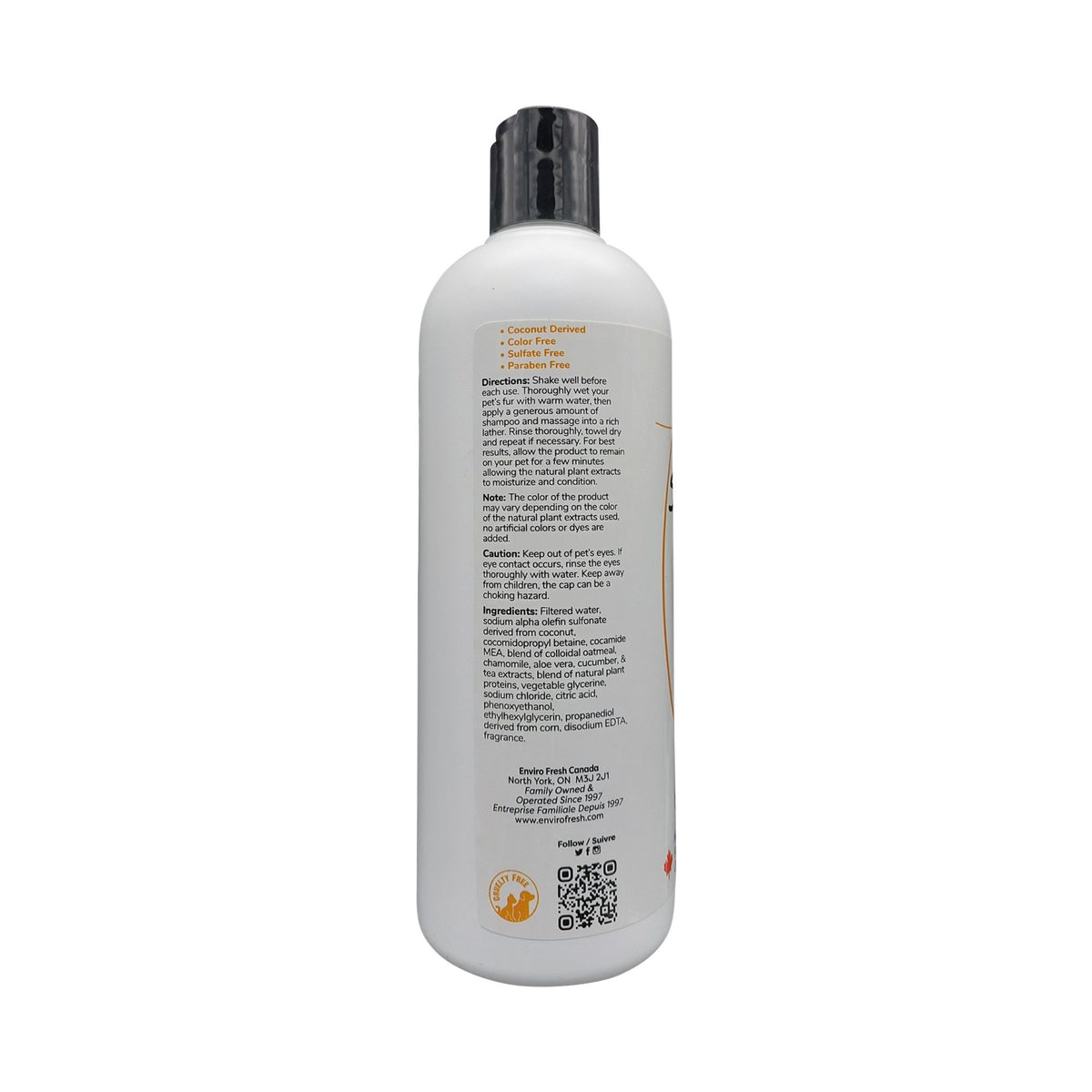 Envirofresh Shampoing Pour Chien, 4 En 1 - Lait De Coco &amp; Aloès 380ml - La niche&amp;moi