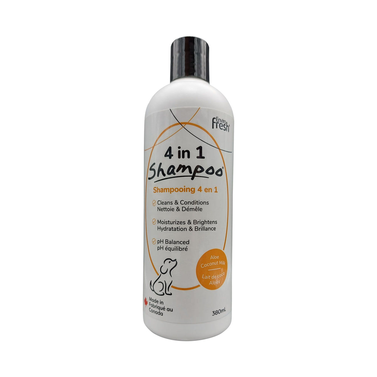 Envirofresh Shampoing Pour Chien, 4 En 1 - Lait De Coco &amp; Aloès 380ml - La niche&amp;moi